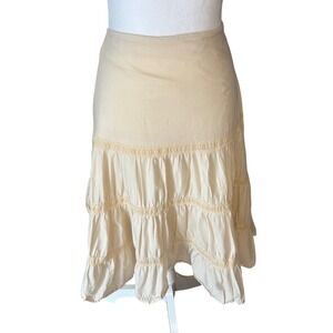 Nicole by Nicole Miller Ivory Tiered Boho Skirt | Romantic Cottagecore Sz 12